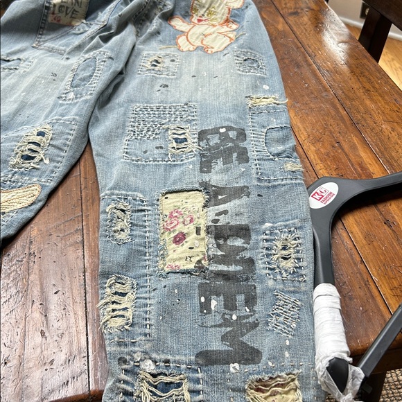 Magnolia Pearl Distressed Blue Jeans with Patchwork - Picture 6 of 6